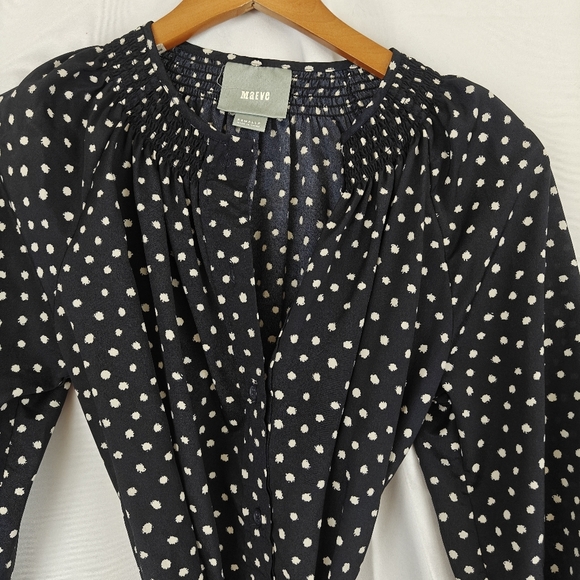 Anthropologie Maeve Polkadot Dot Tie Button Up Mini Dress Women's XSP - Picture 6 of 9